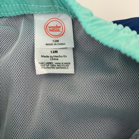 Infant size 12mos Colorblock Swim Trunks - Navy and Teal - Picture 4 of 4